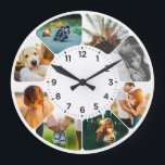 Personalised 8 Rounded Photos Large Clock<br><div class="desc">White wall clock with changeable rounded Photos. Great for your kitchen or to give as a family gift.</div>