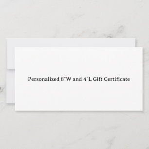 Personalised 8″W and 4″L Gift Certificate Card
