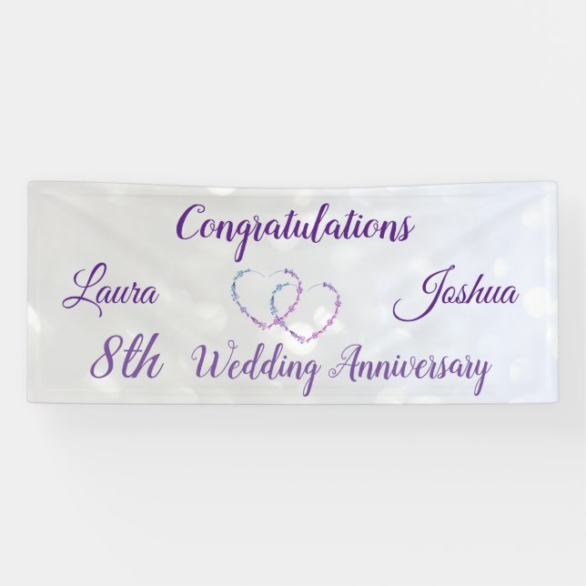 Personalised 8th Wedding Anniversary Banner (Horizontal)