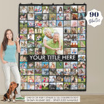 Personalised 90 Photo Collage Custom Colour Fleece Blanket<br><div class="desc">Create your own photo memory blanket utilising this easy-to-upload photo collage template with 90 pictures and personalised with your custom title and text and choose your colours. CHANGES: Select a different background colour or choose a styled graphics background or change the text font style, colour, size, spacing and placement by...</div>