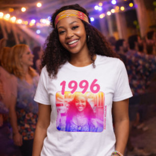 Personalised 90s Birthday Shirt, Neon Pink Photo T-Shirt