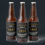 Personalised 90th Birthday Born 1931 Vintage Black Beer Bottle Label<br><div class="desc">A personalised classic beer bottle label design for that birthday celebration for somebody born in 1931 and turning 90. Add the name to this vintage retro style black, white and gold design for a custom 90 birthday gift. Easily edit the name and year with the template provided. A wonderful custom...</div>