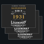 Personalised 90th Birthday Born 1931 Vintage Black Wrapping Paper Sheet<br><div class="desc">A personalised classic wrapping paper for that special birthday person born in 1931 and turning 90. Add the name to this vintage retro style black, white and gold design for a custom 90th birthday gift. Easily edit the name and year with the template provided. A wonderful custom black birthday gift....</div>