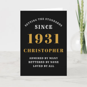 Personalised 90th Birthday Born 1931Black Gold Card