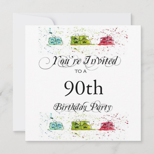 Personalised 90th Birthday Party Invitations (Front)
