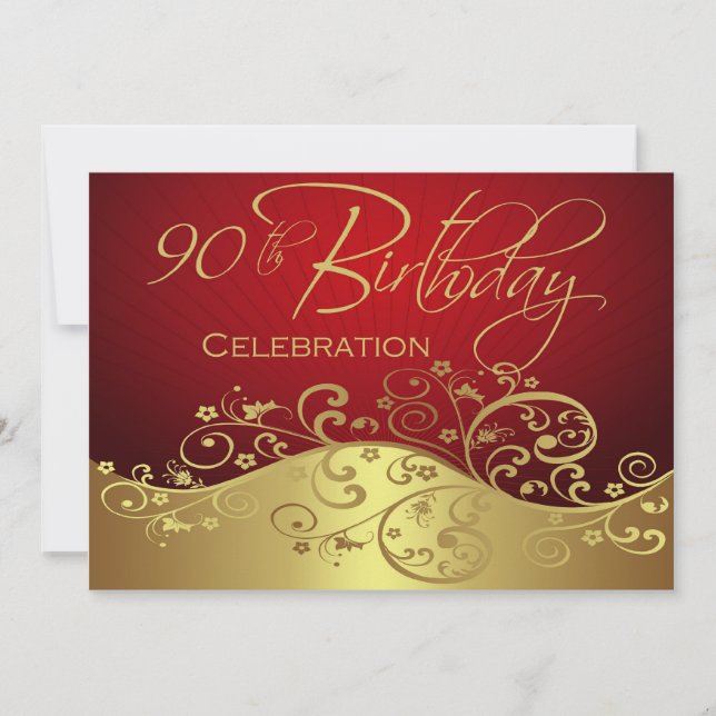 Personalised 90th Birthday Party Invitations (Front)