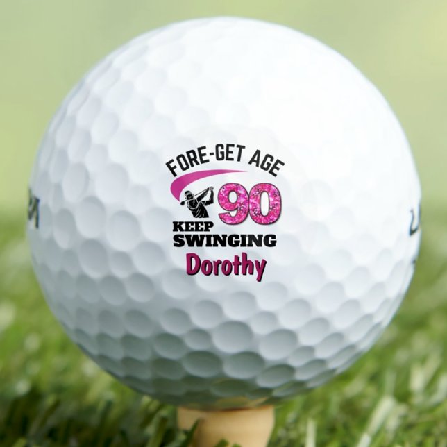 Personalised 90th Birthday – Pink Fore-get Age 90 Golf Balls (Creator Uploaded)