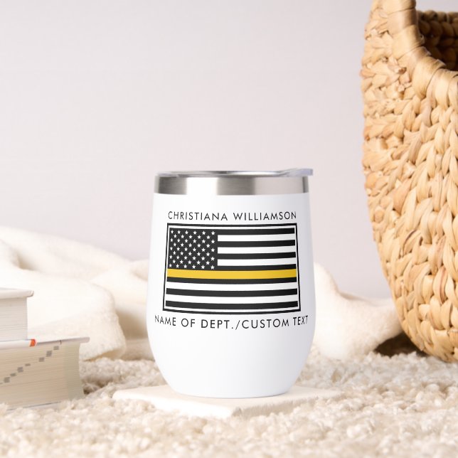 Personalised 911 Dispatcher Flag Thin Gold Line (Living Room)