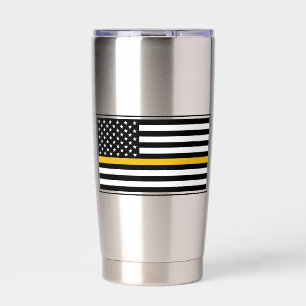 Personalised 911 Dispatcher Flag Thin Gold Line Insulated Tumbler