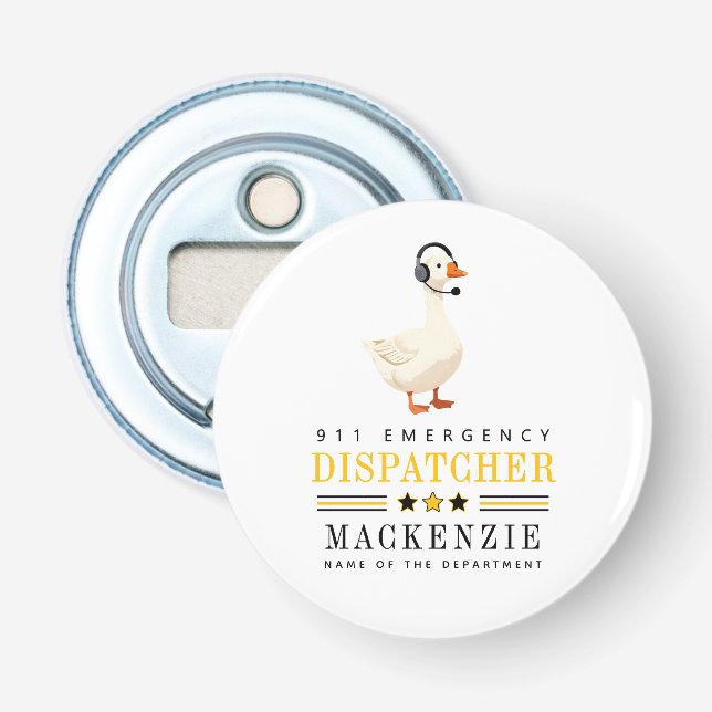 Personalised 911 Dispatcher Goose With Headset Bottle Opener (Front)