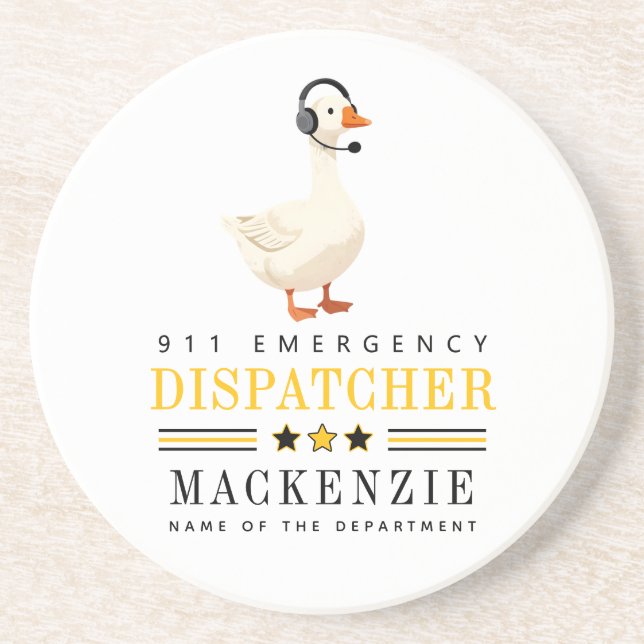 Personalised 911 Dispatcher Goose With Headset Coaster (Front)