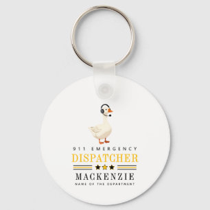 Personalised 911 Dispatcher Goose With Headset Key Ring