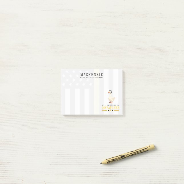 Personalised 911 Dispatcher Goose With Headset Post-it Notes (On Desk)