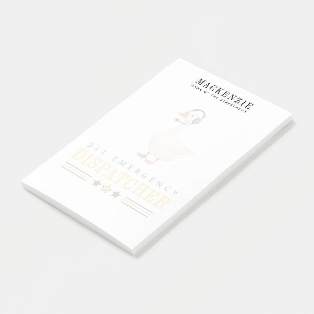 Personalised 911 Dispatcher Goose With Headset Post-it Notes (Angled)