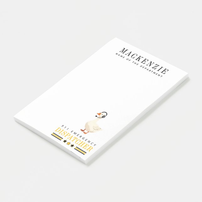 Personalised 911 Dispatcher Goose With Headset Post-it Notes (Angled)