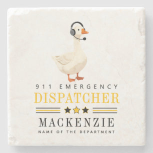 Personalised 911 Dispatcher Goose With Headset Stone Coaster
