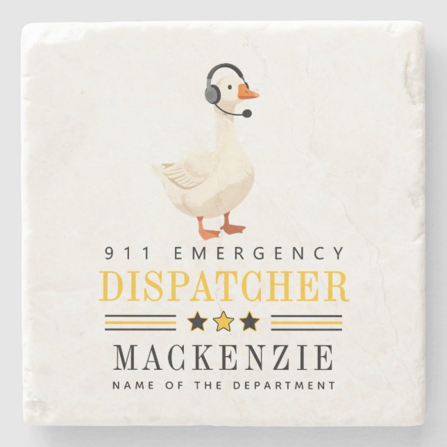 Personalised 911 Dispatcher Goose With Headset Stone Coaster (Front)