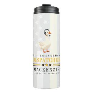 Personalised 911 Dispatcher Goose With Headset Thermal Tumbler