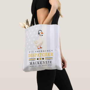 Personalised 911 Dispatcher Goose With Headset Tote Bag