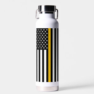 Personalised 911 Dispatcher Thin Gold Line Flag Water Bottle