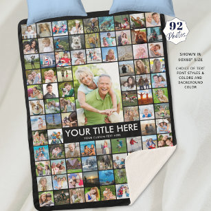 Personalised 92 Photo Collage Custom Colour Sherpa Blanket