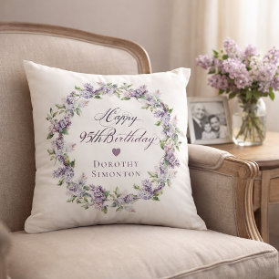 Personalised 95th Birthday Gift Purple Lilac Cushion