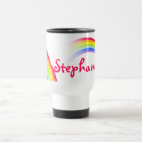 Personalised 9 letter name rainbow travel club mug