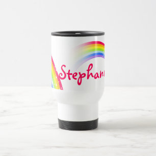 Personalised 9 letter name rainbow travel club mug