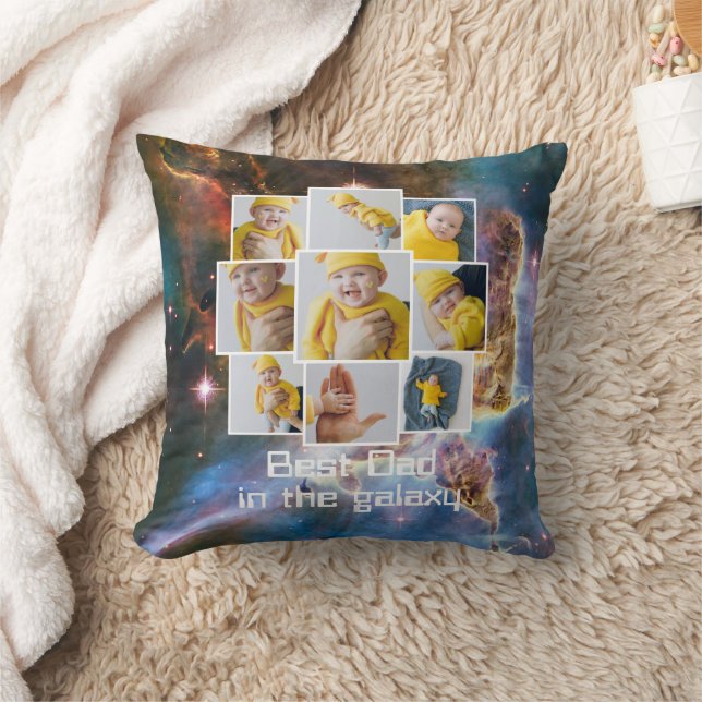 Personalised 9 Photo and Text Best in the Galaxy Cushion (Blanket)