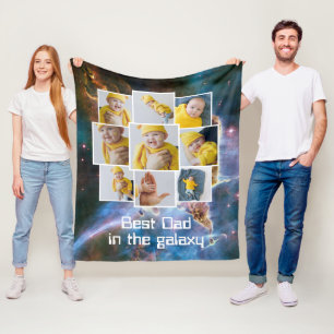 Personalised 9 Photo and Text Best in the Galaxy Fleece Blanket