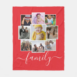 Personalised 9 Photo and Text Photo Collage Family Fleece Blanket