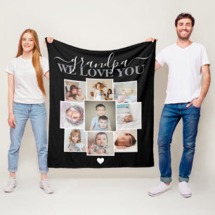Personalised 9 Photo and Text Photo Collage Fleece Blanket