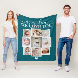 Personalised 9 Photo and Text Photo Collage Fleece Blanket