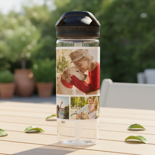 Personalised 9 Photo Collage Modern Name Water Bottle