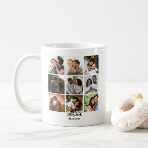 Personalised 9 Photo Collage Template for Couples Coffee Mug