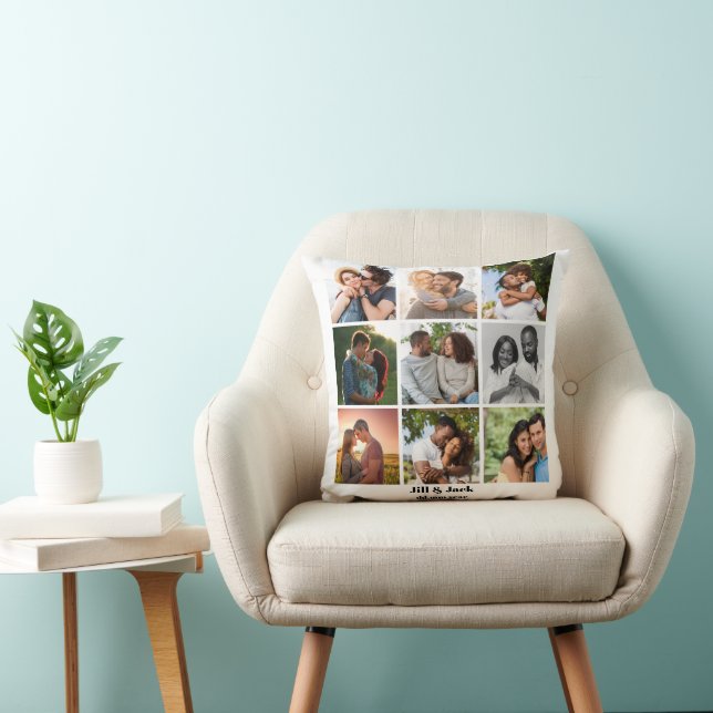 Personalised 9 Photo Collage Template for Couples Cushion (Chair)