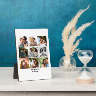Personalised 9 Photo Collage Template for Couples Plaque