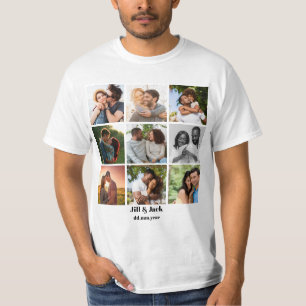 Personalised 9 Photo Collage Template for Couples T-Shirt