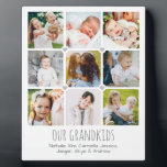 Personalised 9-photo grandparents' plaque<br><div class="desc">Personalise this plaque on an easel stand with 9 photos of the grandchildren and any text you like. All text is easy to customise. Makes a great gift for Christmas or birthdays. Tip: Try to use photos with similar colours to make this design really pop. Want this design in different...</div>