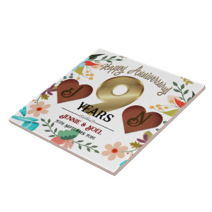 Personalised 9th Anniversary Gift Ceramic Tile