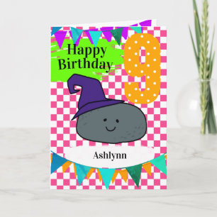 Personalised 9th Birthday Halloween Witch Card