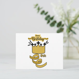 Personalised 9th Birthday King Crown Design Postcard