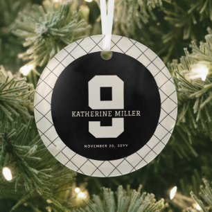 Personalised 9th Birthday Modern and Elegant Glass Tree Decoration