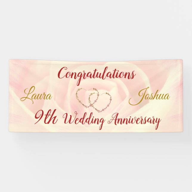 Personalised 9th Wedding Anniversary Banner (Horizontal)