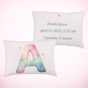 Personalised 'A' Birth round pillow