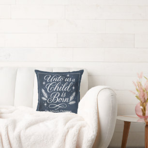 Personalised A Child Is Born Christmas Pillow
