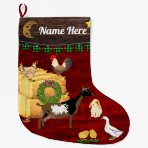 Personalised - A Country Christmas Nigerian Goat Large Christmas Stocking