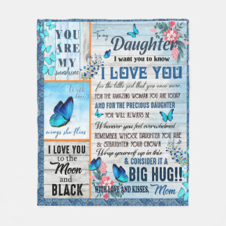 Personalised A Letter To My Daughter, Butterflies Fleece Blanket