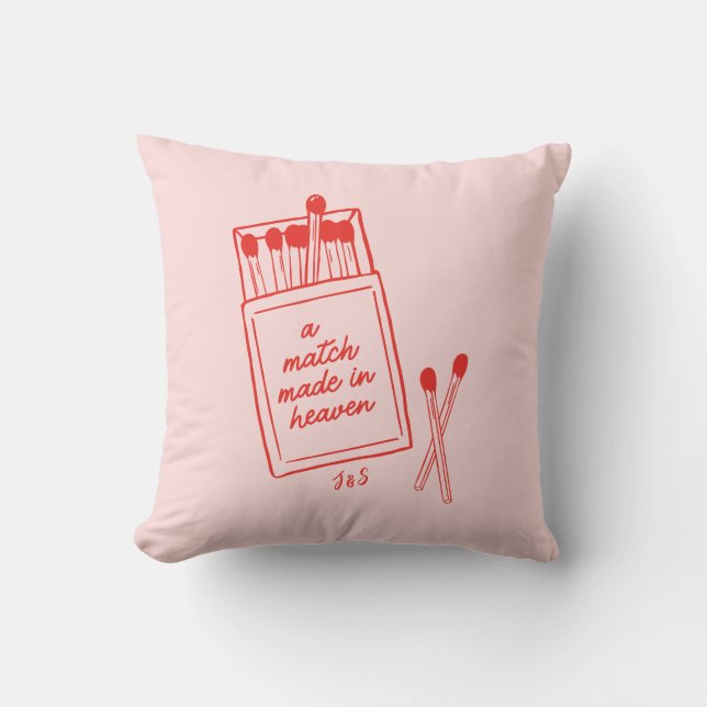 Personalised A Match Made in Heaven Red & Pink Cushion (Front)