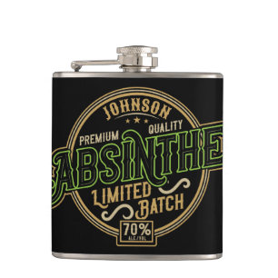 Personalised Absinthe Herbal Spirit Liquor Label Hip Flask
